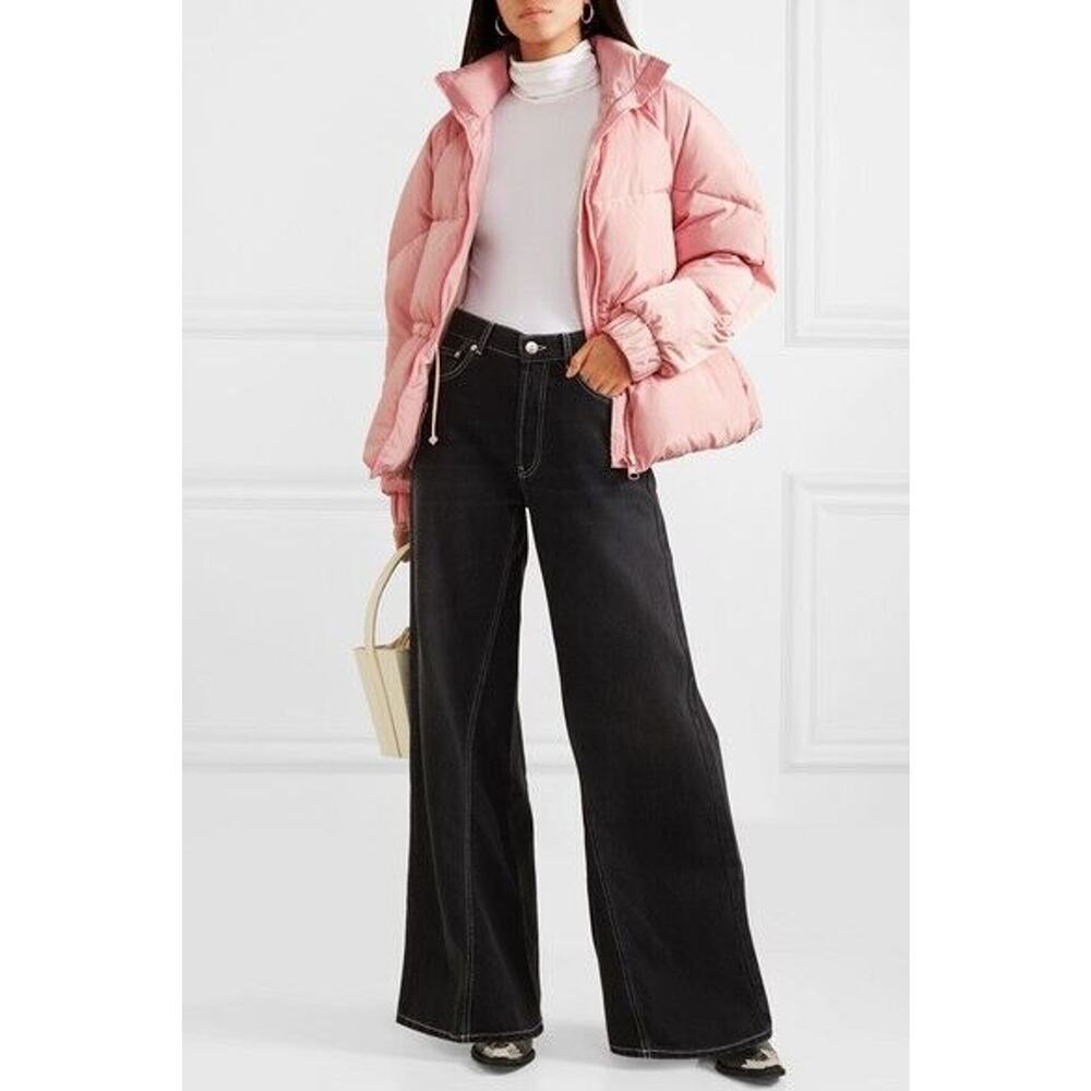 Ganni Whitman Pink Padded Tech Puffer Down Jacket Coat-SZ 36